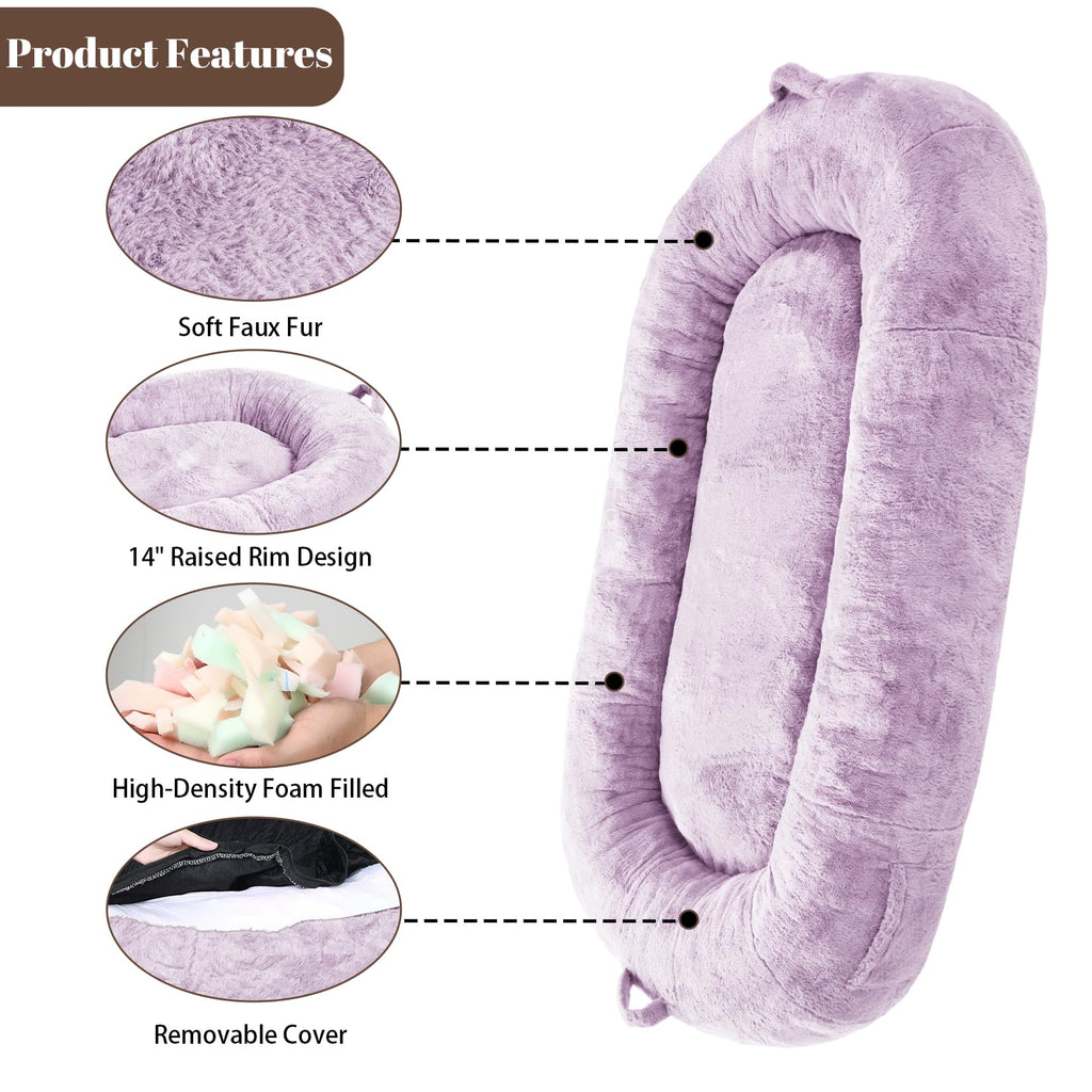 Garvee Giant Dog Bed for People, Washable & Plush Human Sized Dog Bed for Men and Women, Large Dog Bed Suitable for Adults, Anti-Slip Bean Bag for Large Dogs, Human-Sized Bed, 71"x43.3"x10"