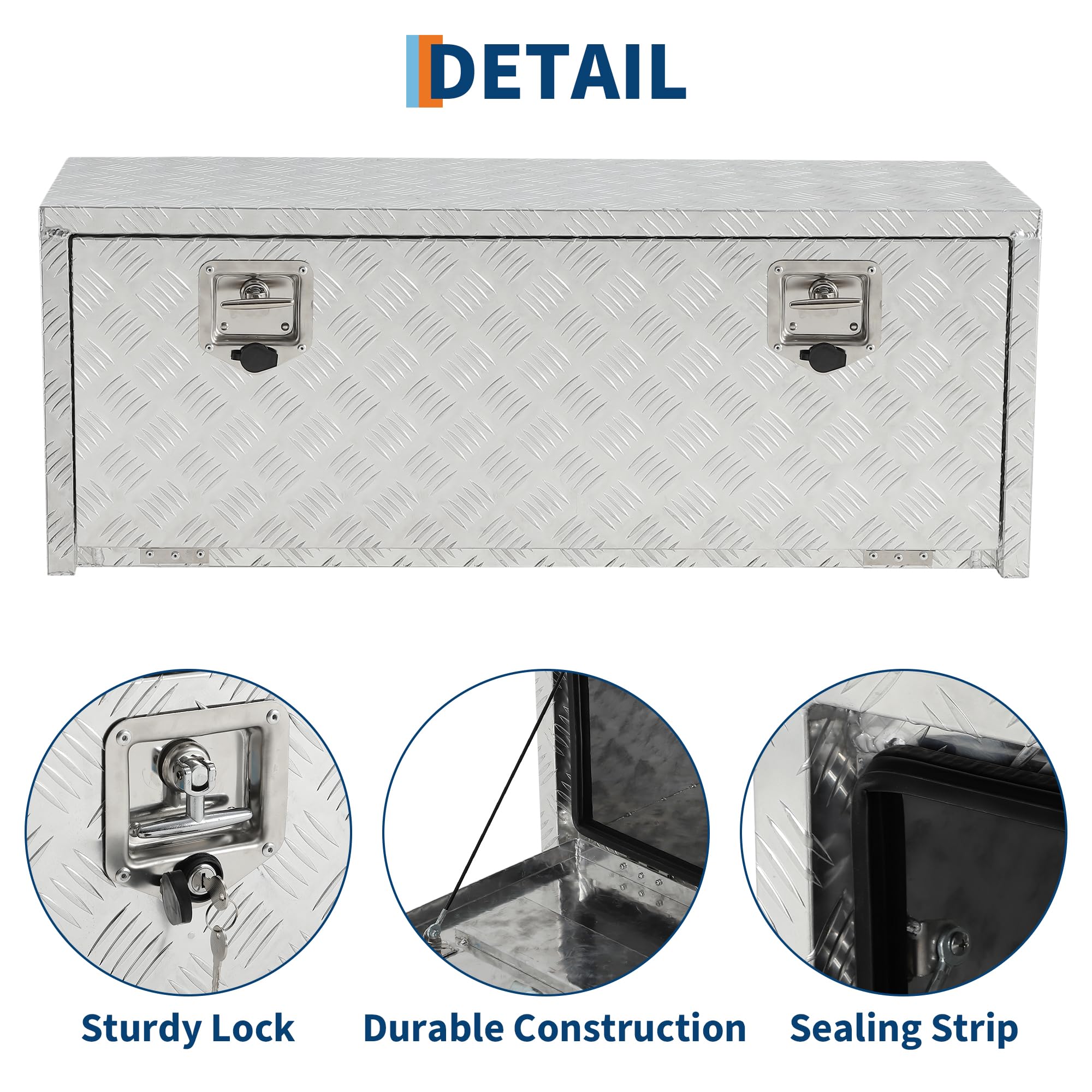 Garvee 36 Inch Heavy Duty Aluminum Tool Underbody Box, Waterproof Truck Storage Organizer Chest for Pick Up Truck Bed, 36" X 14" X 16", Silver
