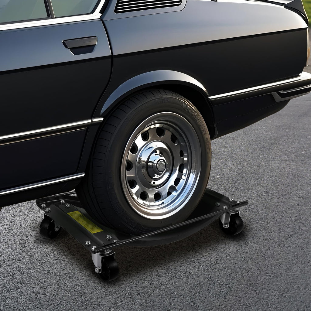 Garvee Car Wheel Dolly Set of 4 with Heavy Duty 3.5 in Steel Wheels for Moving Cars, 24x15 in, Black