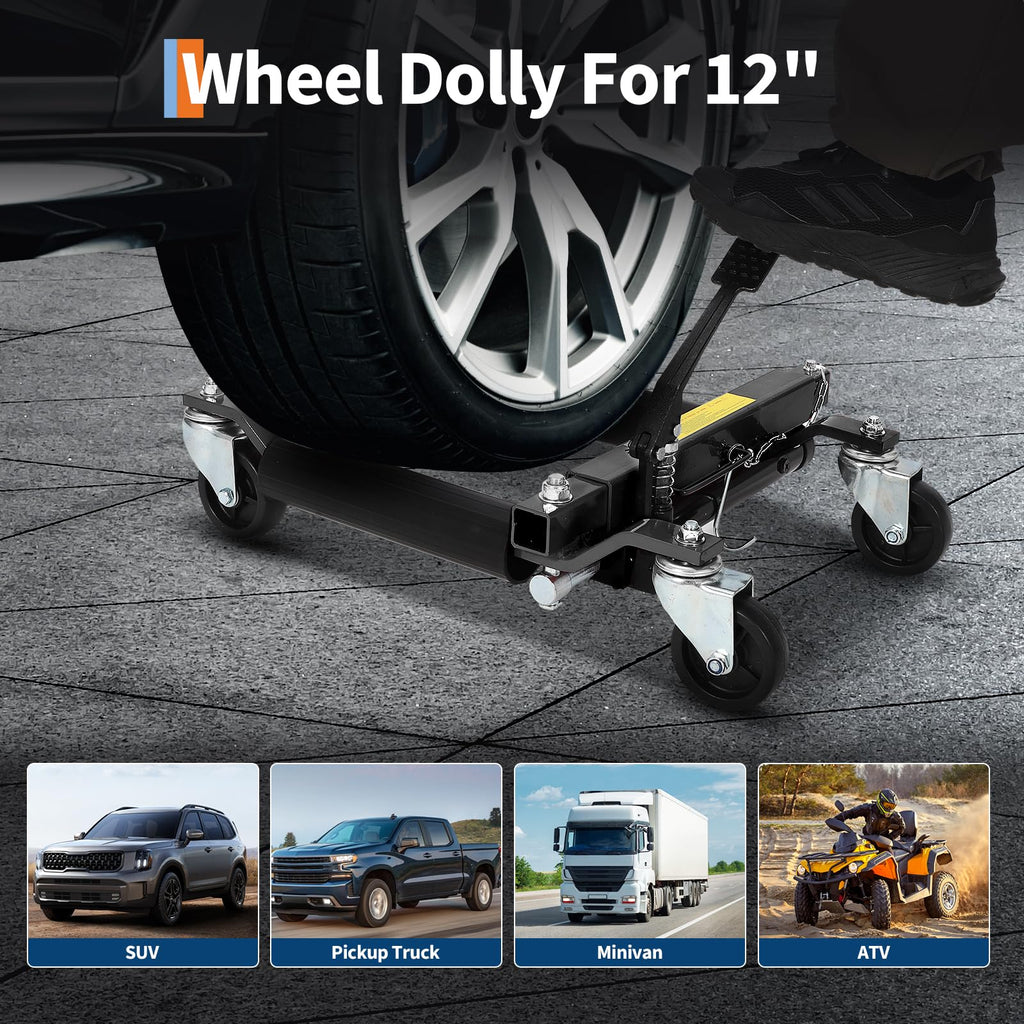 Garvee Car Dolly Jack Set of 2 Hydraulic Wheel Dolly Car Skate for Auto Repair Garage Moving Maintenance 1500 Lbs Black