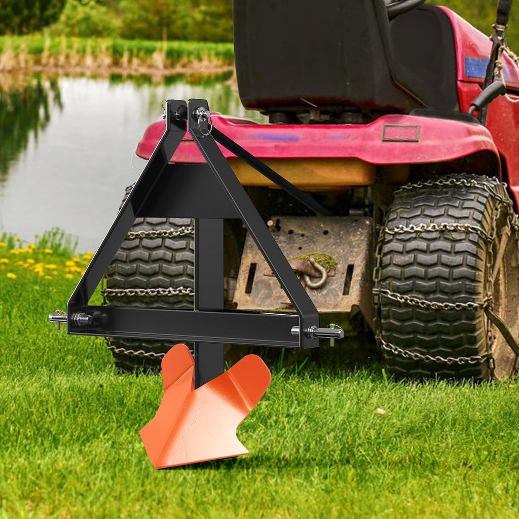 Garvee Heavy Duty Middle Buster Plow for 3-Point Hitch Tractors, Durable Steel Soil Tiller for Farming and Gardening Orange