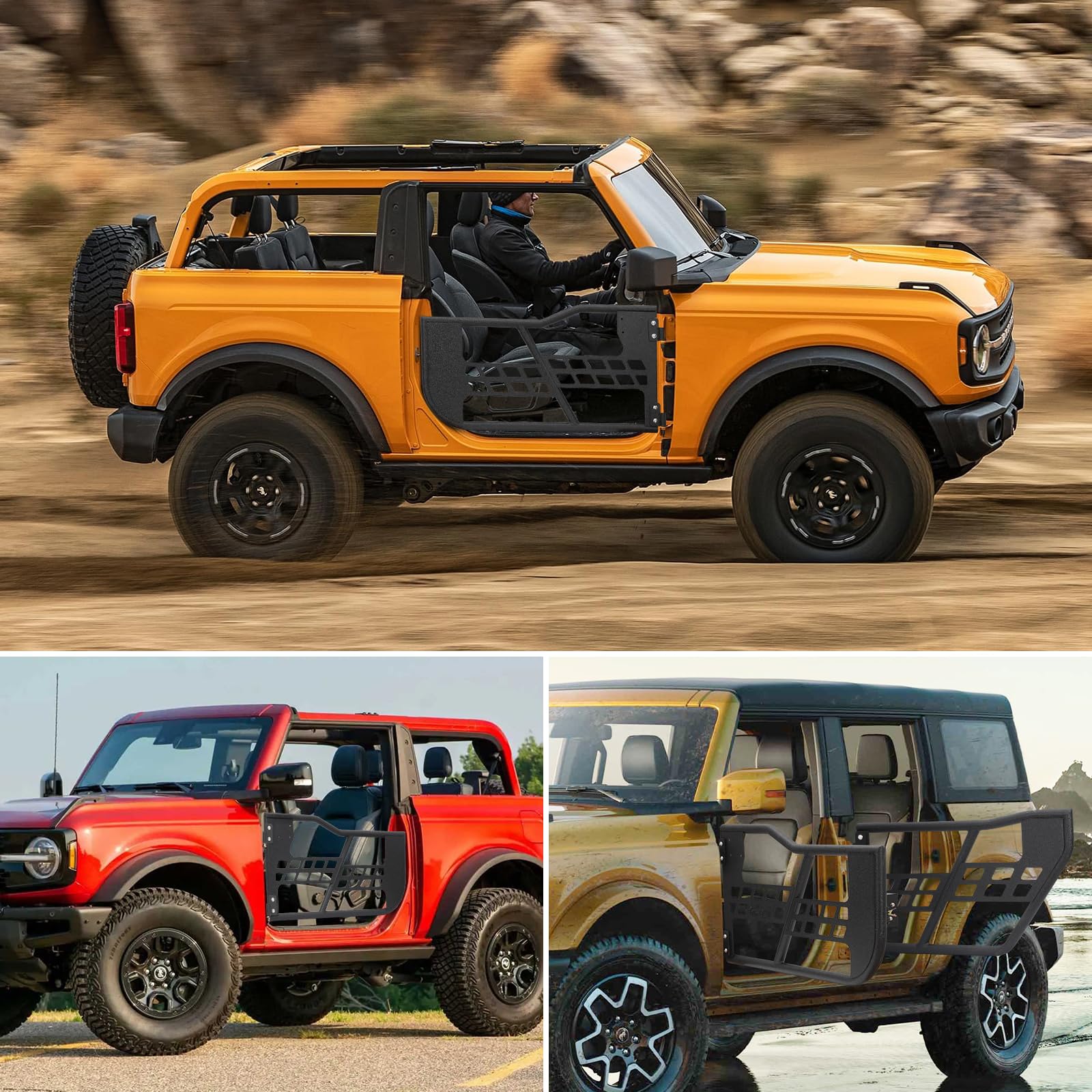 Garvee Off-Road Tubular Half Doors for 2021-2024 Ford Bronco 4 Door - Set of 4 Tube Half Door Guards