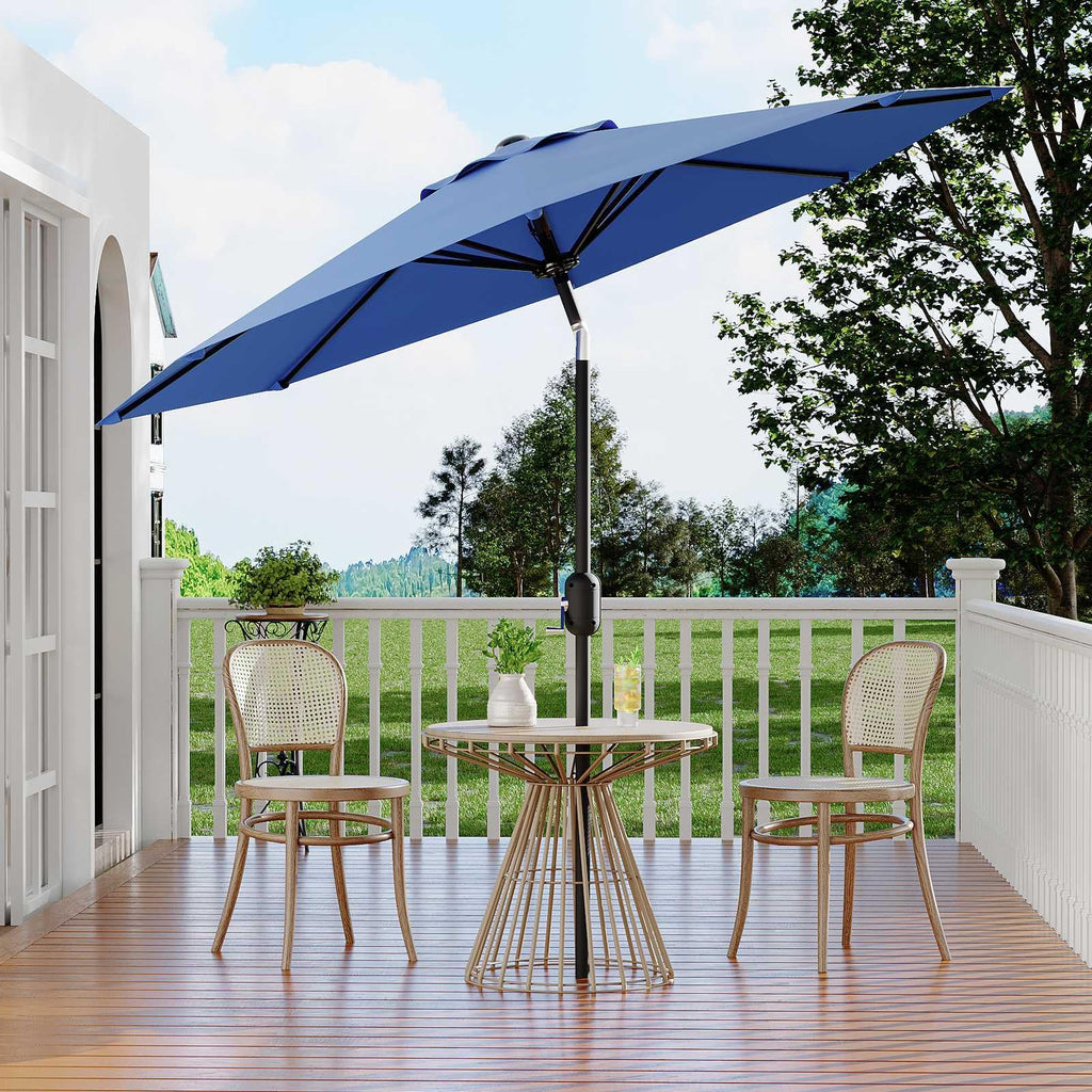 Garvee 9' Outdoor Patio Umbrella, Outdoor Table Umbrella, Market Umbrella with Push Button Tilt and Crank, 8 Sturdy Ribs UV Protection Waterproof for Garden, Deck, Backyard, Pool, Azure Blue