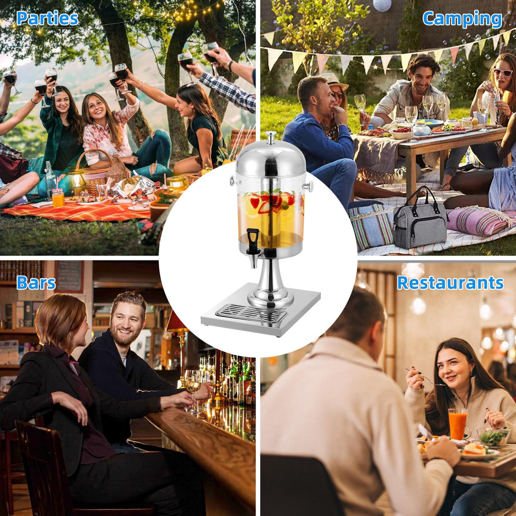 Garvee 4.4 Gallon Beverage Dispenser with Ice Core Stainless Steel Large Cold Drink Dispenser for Parties Weddings Events