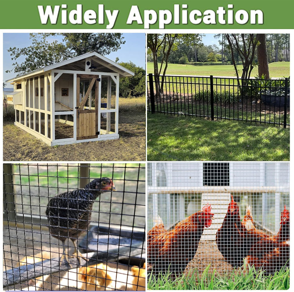Garvee Hardware Cloth 23 Gauge Vinyl Coated and Galvanized Alloy Steel Wire Mesh Roll, 1:2inch Chicken Wire Fencing Mesh, Wire Fence Roll for Garden Pet/Poultry Enclosures Protection - 23 Gauge 48inchx100ft