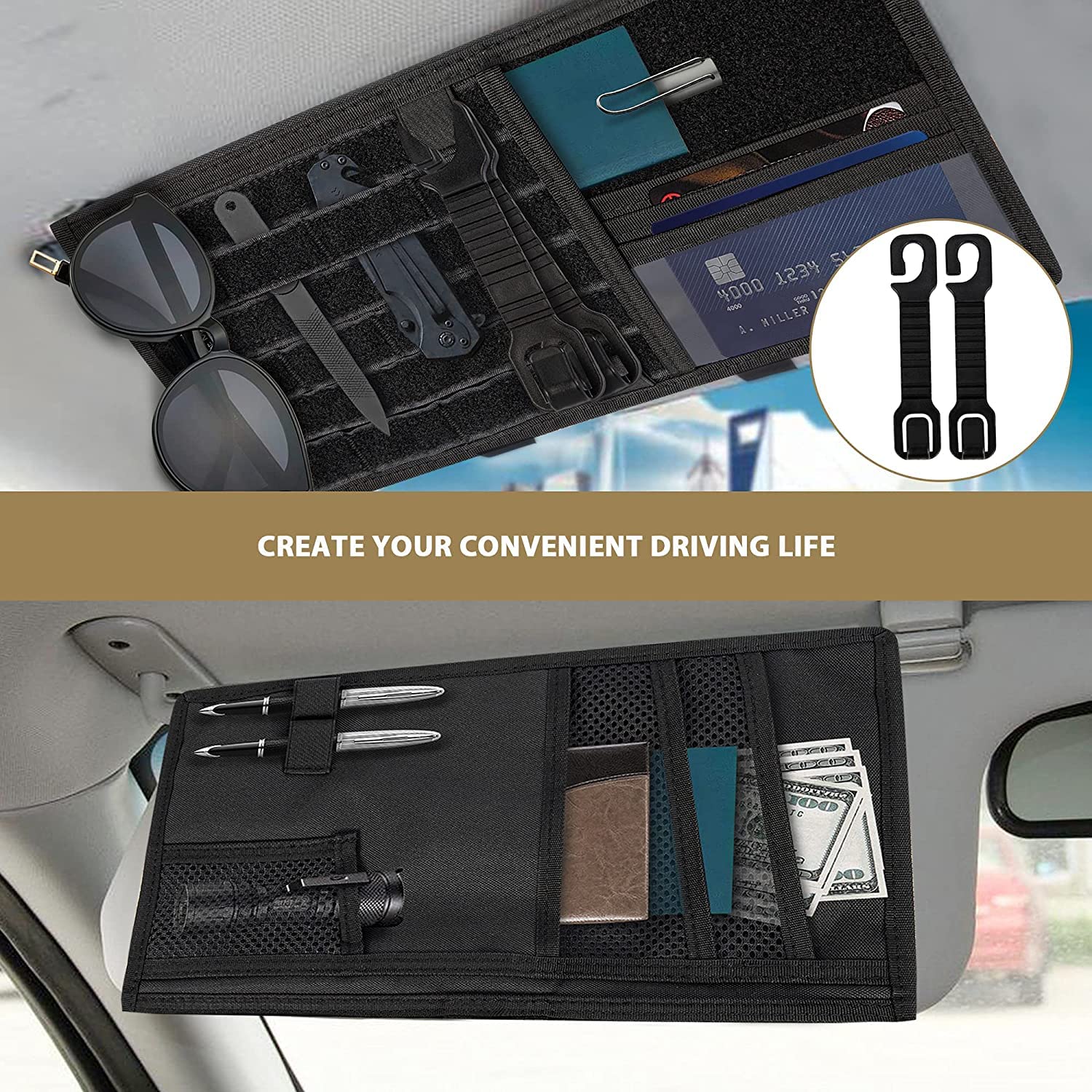 Garvee Truck Visor Organizer Multi-Pocket Panel for Auto Accessories