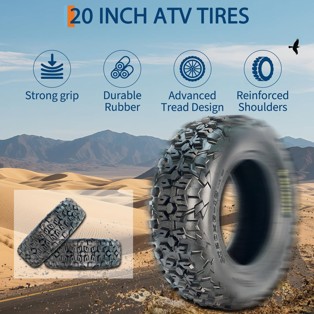 Garvee ATV UTV Tire 25x8-12 Set of 2, 6 Ply Tubeless Mud Tires, Sport All Terrain, 12mm Deep Tread, Black