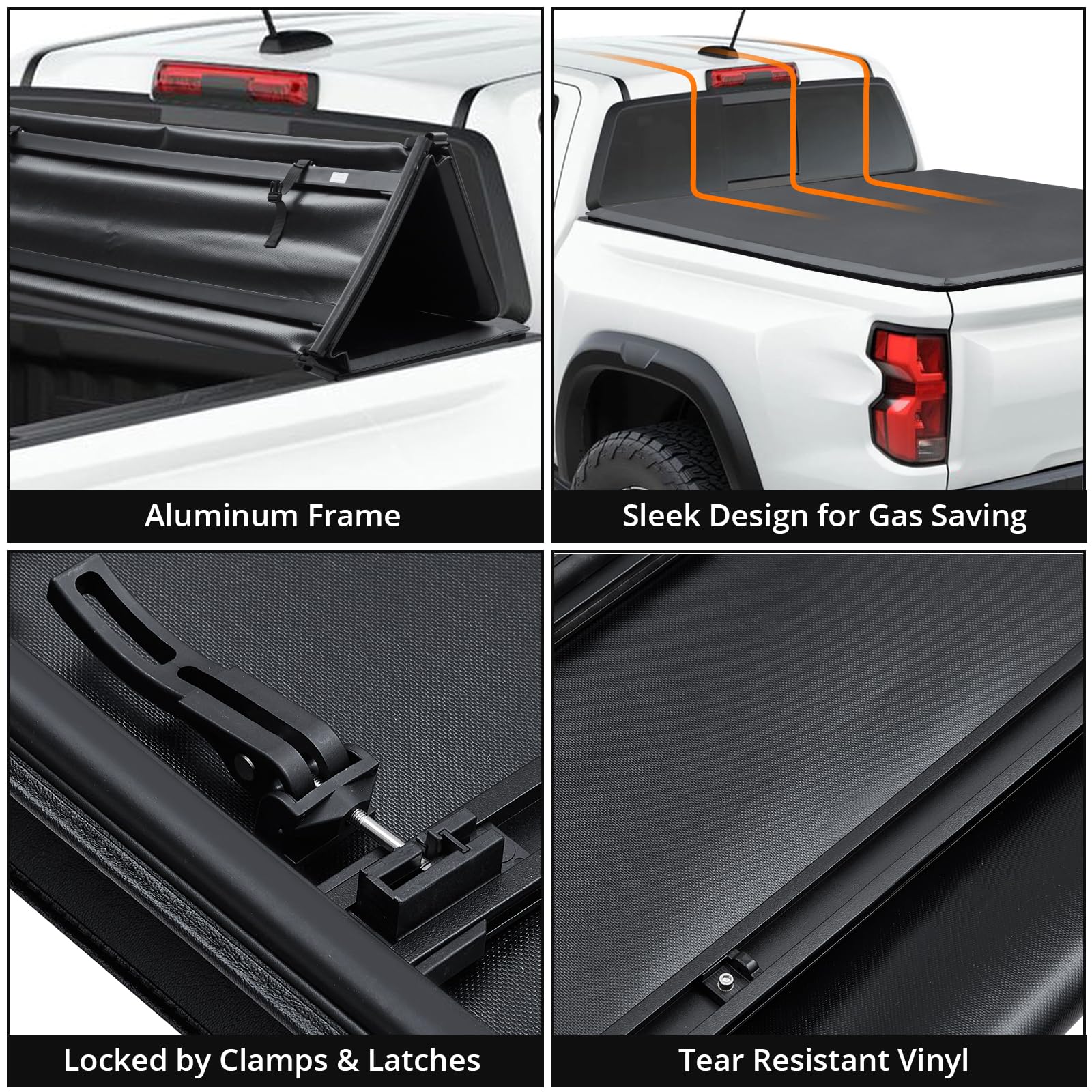 Garvee Soft Tri-Fold Truck Bed Tonneau Cover Compatible with 2009-2025 Dodge Ram 1500  5.6'/65.6"-67.4" Bed（Without Rambox）(excludes Classic Body), Black