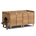 Garvee Cat Litter Box Enclosure Furniture Handwoven Rattan Hidden Washroom Large Space Natural for Living Room Bedroom
