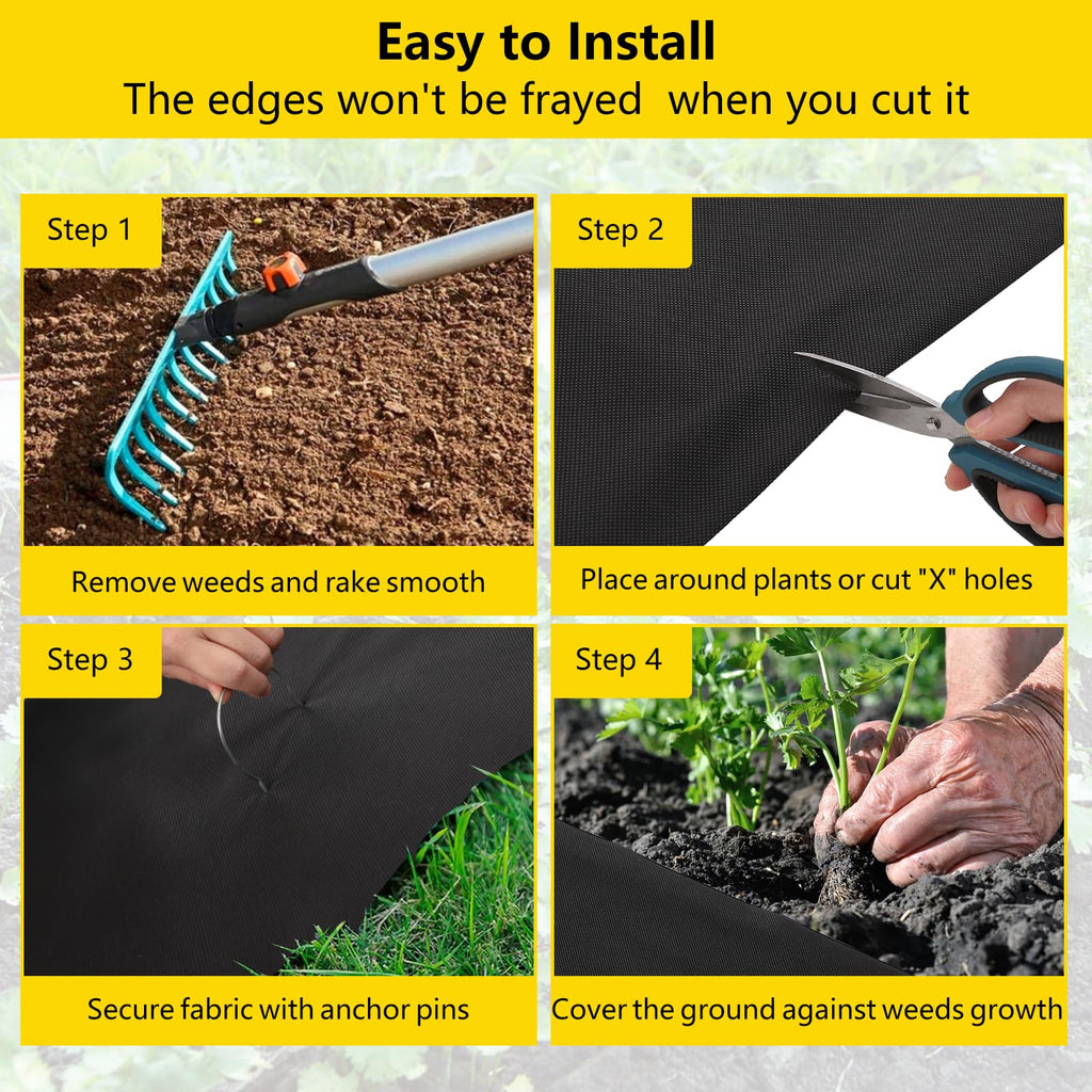 Garvee 6ft x 300ft Weed Barrier Landscape Fabric, Premium Non-Woven 1.8oz Ground Cover Weed Block Gardening Mat, Easy Setup & Superior Weed Control, for Erosion Control, Weed Block, Ground Cover
