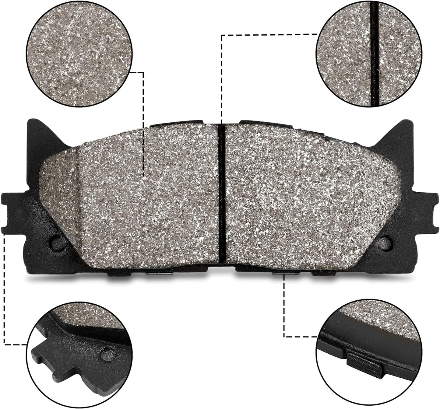 Garvee Front Brake Pads with Hardware 4 PCS Ceremic Brake Pads Set - 6S1107 / Black