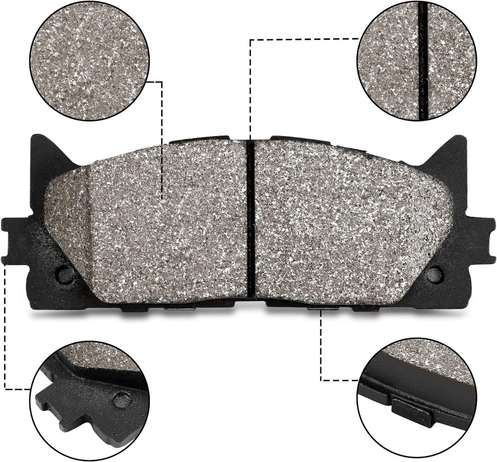 Garvee Front Brake Pads with Hardware 4 PCS Ceremic Brake Pads Set - 6S1561 / Black