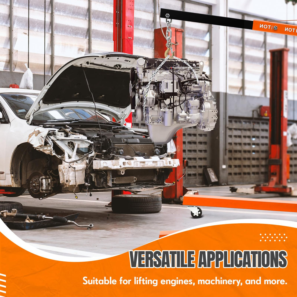 Garvee 4400LBS Engine Hoist, Folding Hydraulic Hoists Cherry Picker, Heavy Duty Engine Crane Lifter, Orange