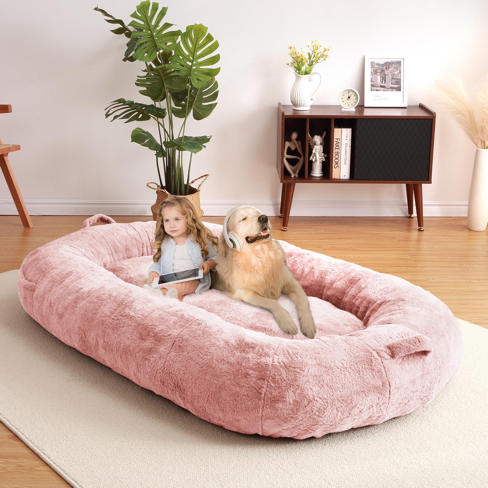 Garvee Giant Dog Bed for People, Washable & Plush Human Sized Dog Bed for Men and Women, Large Dog Bed Suitable for Adults, Anti-Slip Bean Bag for Large Dogs, Human-Sized Bed, 71"x43.3"x10"