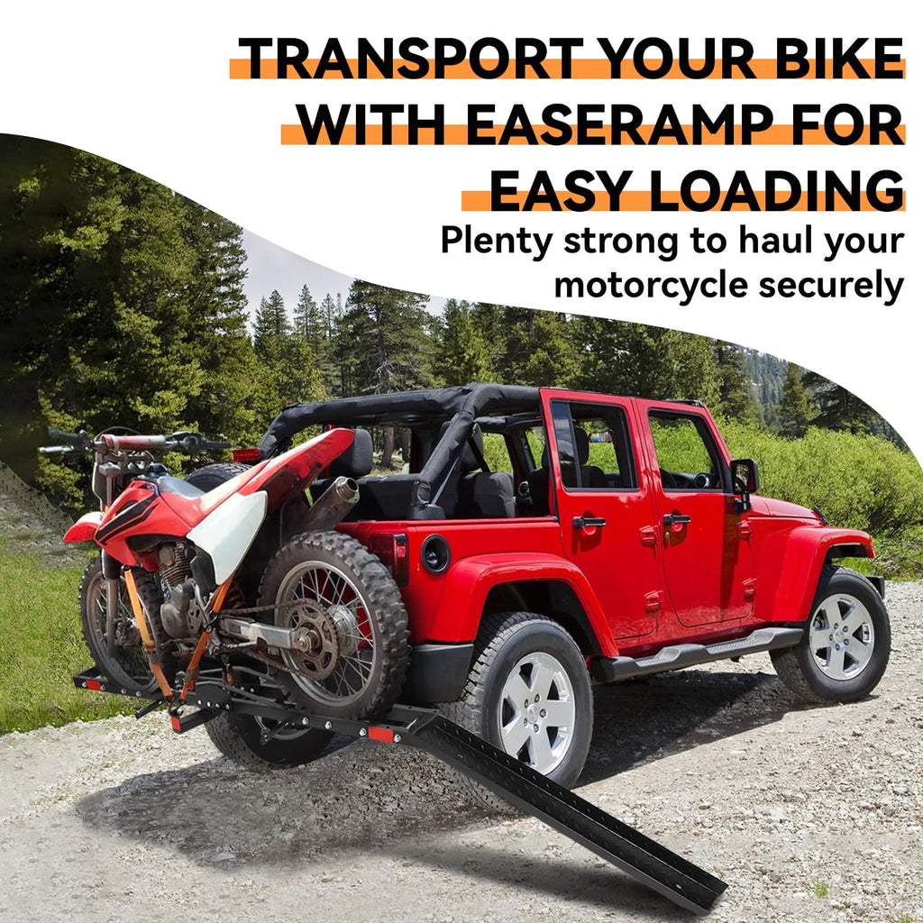 Garvee Motorcycle Hitch Carrier with Ramp - 500 lbs Capacity Heavy-Duty Steel Dirt Bike Hauler, Motorcycle Rack for Bicycle and Dirt Bike, Fits Tires up to 5.5" Wide, 2" Hitch Receiver