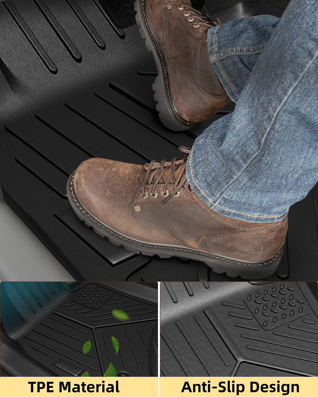 Garvee Custom Fit Floor Mats for Toyota Tacoma Double Cab 2018-2023,3 Pack TPE Floor Liners Compatible with 2018 2019 2020 2021 2022 2023 Toyota Tacoma