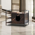 Garvee Pet Crate Cat Washroom Hidden Cat Litter Box Enclosure Furniture Nightstand with Cat Scratch Pad for Pet Home Decoration Indoor Litter Box Brown Kitten