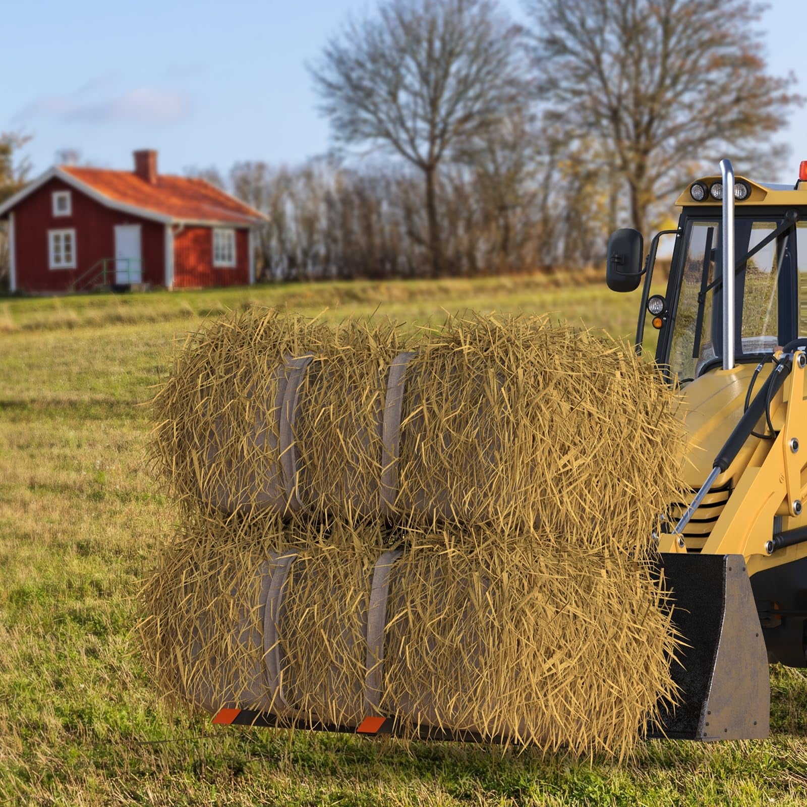 Garvee 4000 LBS 60" Heavy Duty Clamp-on Pallet Forks + Anti-roll Bar + Twin Screw Design + Yellow Tongue + Adjustable Stabilizer Bar + Tractor Attachment + Suitable for Tractor Bucket Loader Skid Steer