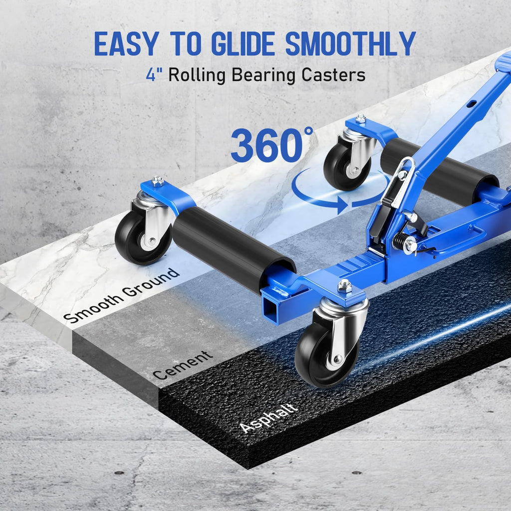 Garvee Mechanical Wheel Dolly Reinforced Steel 1500lbs Capacity 12" Wheel Clearance Rust-Resistant Powder Coating, 2 Packs