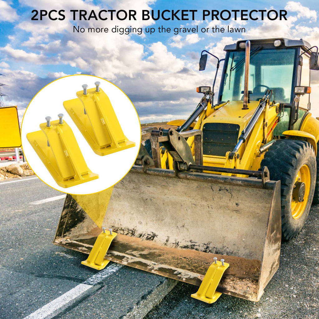 Garvee 2Pcs Yellow Tractor Bucket Ski Edge & Turf Skid Protector