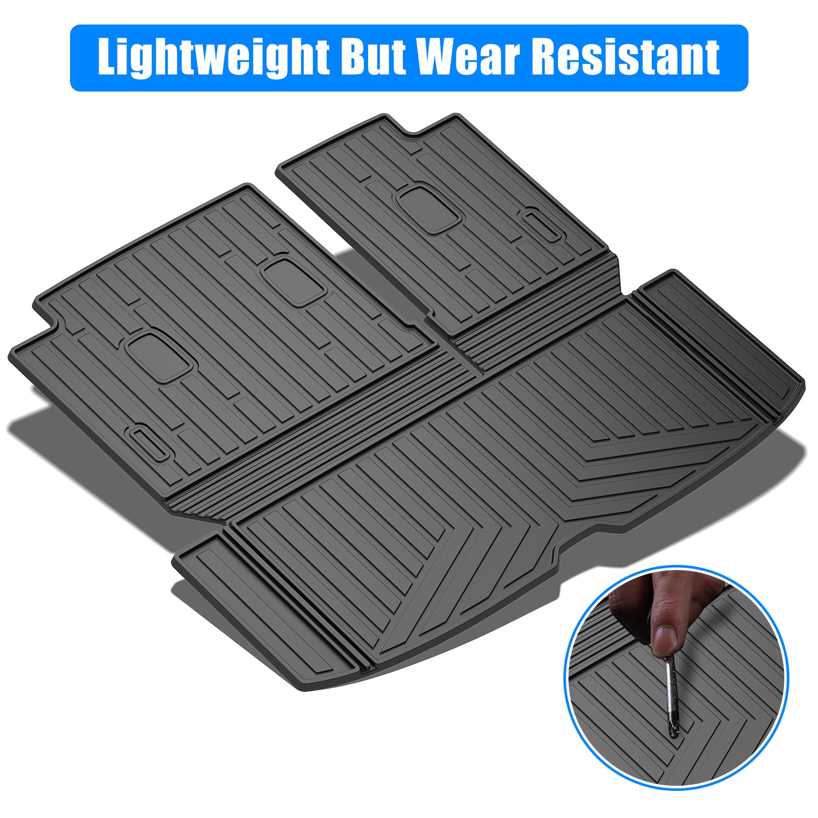 Garvee Trunk Mat for Nissan Pathfinder 2022-2024, All-Weather TPE Cargo Protector, Rear Floor Mat, Durable Black