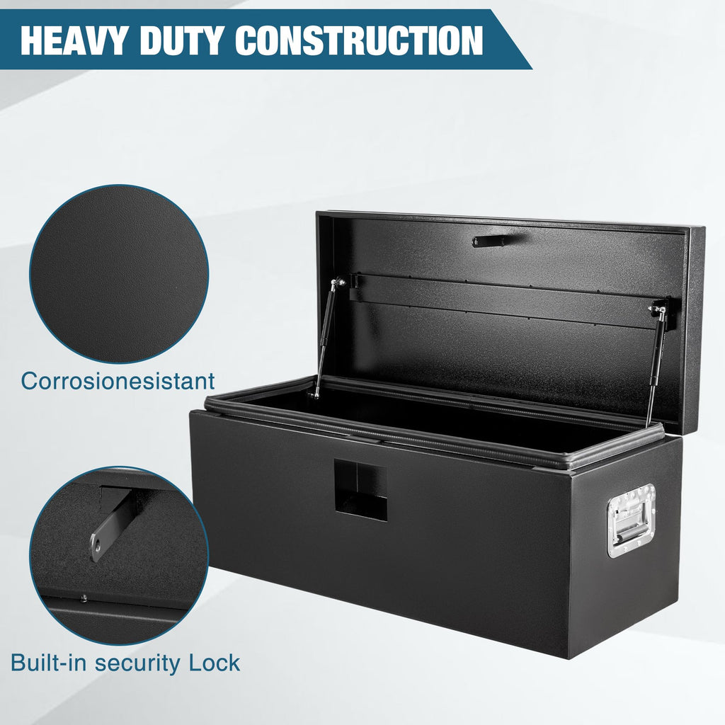 Garvee Black Steel Truck Bed Tool Box, 36"x15"x15", Weatherproof Storage Chest for Pickup, Truck, RV, Trailer