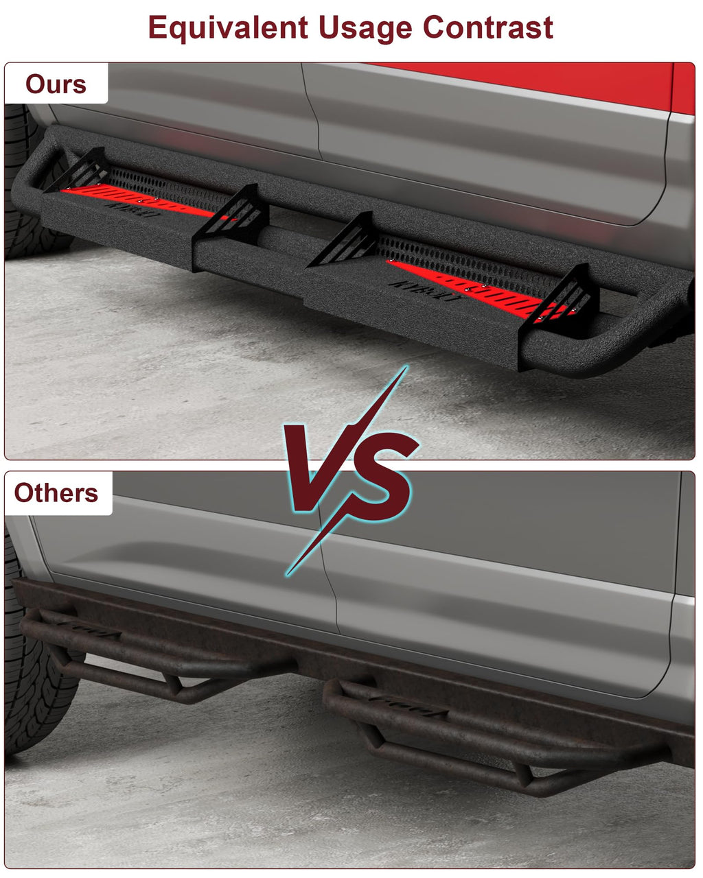 Garvee Running Boards Compatible with 2007-2018 Chevy Silverado/GMC Sierra 1500 Crew Cab & 2007-2019 2500/3500HD, Powder Coated Bolt-on Side Steps Nerf Bar