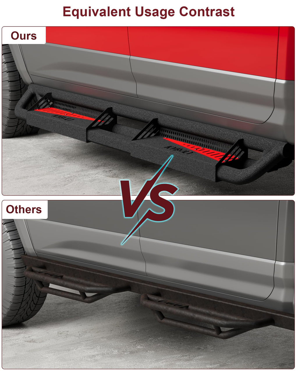 Garvee Running Boards Compatible with Dodge Ram 1500 Crew Cab 2019-2025 (New Body Only), Bolt-on Side Steps Nerf Bar for Ram 1500 2019 2020 2021 2022 2023 2024 2025，Red+Black