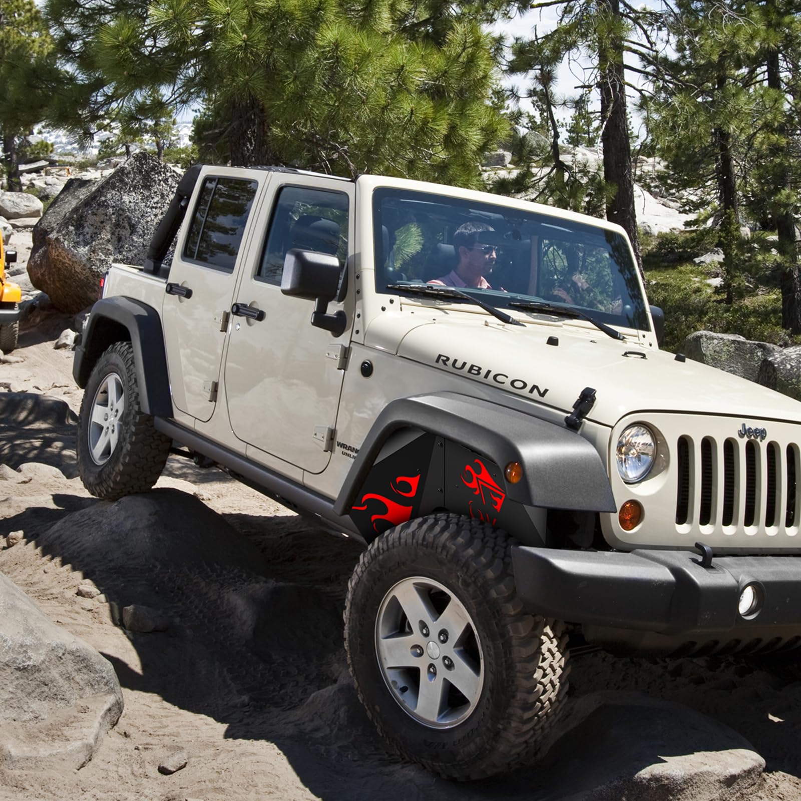 Garvee Front Inner Fender Liners Wheel Cover Fit for 2007-2018 Wrangler JK JKU 4WD (4-Door/2-Door) Unlimited, 2pcs Bolt-on Style Fender Flares Splash Guards