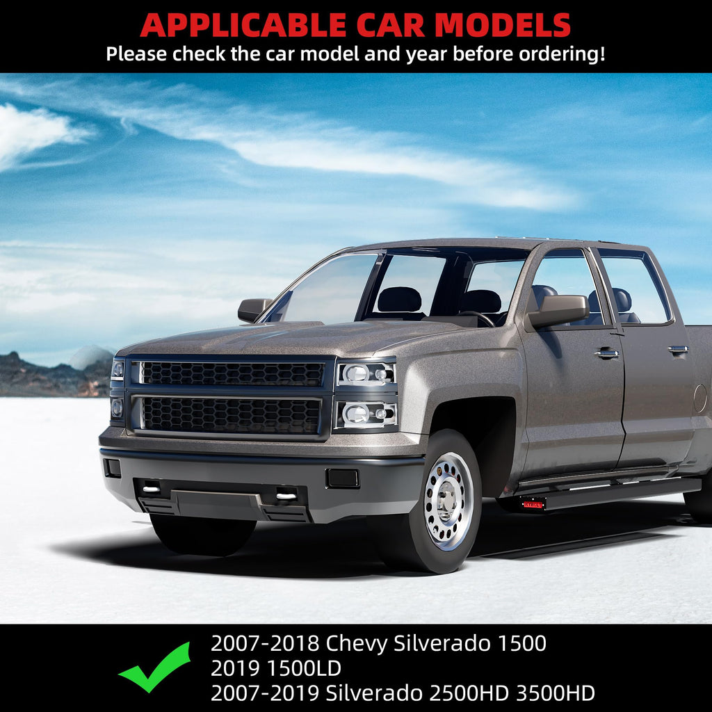 Garvee Running Boards [6.5 Inches] Compatible with 2007-2018 Chevy Silverado/GMC Sierra 1500, 2007-2019 2500HD 3500HD,2019 Sierra 1500 Limited Double/Extended Cab Aluminum Side Steps Nerf Bars
