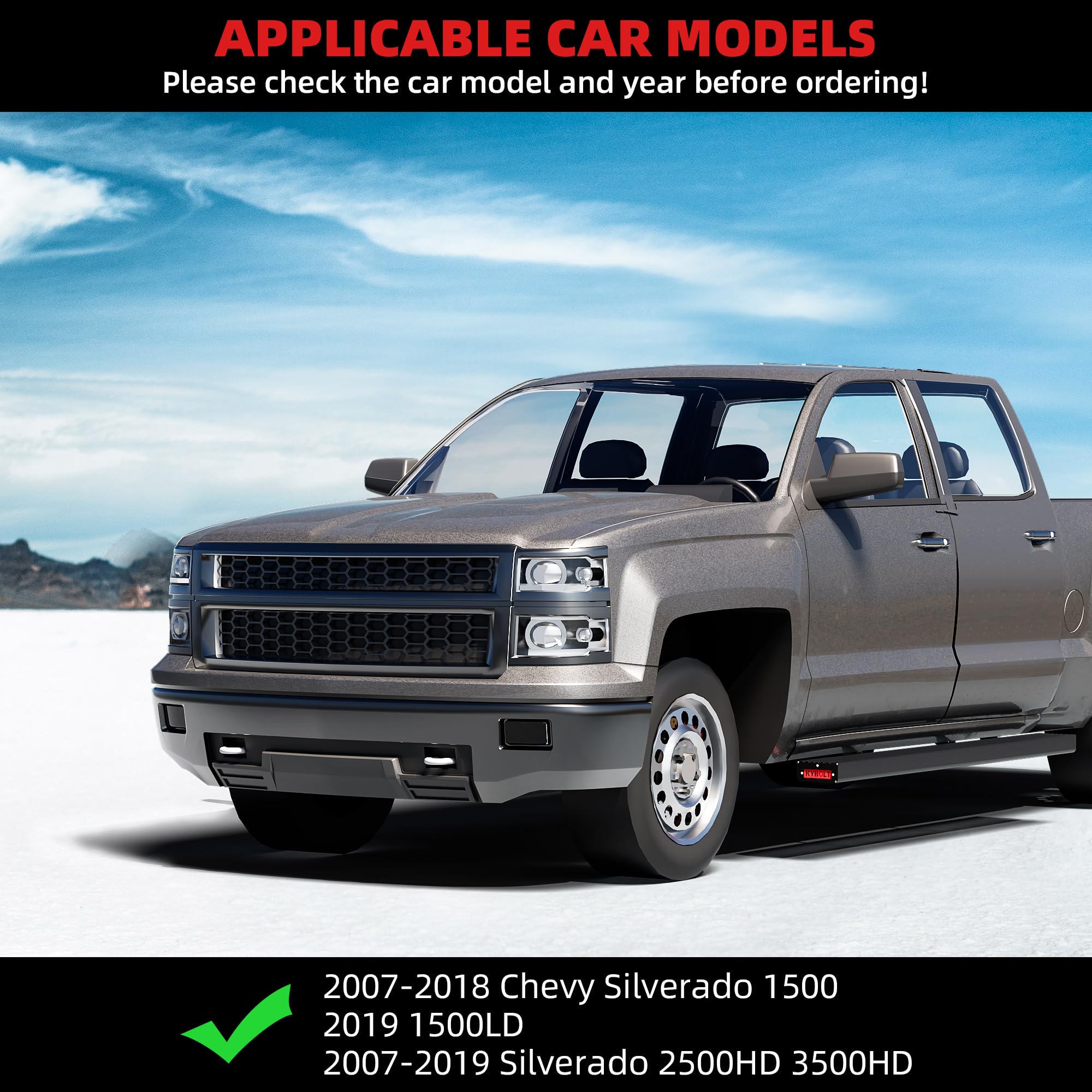 Garvee Running Boards [6.5 Inches] Compatible with 2007-2018 Chevy Silverado/GMC Sierra 1500, 2007-2019 2500HD 3500HD,2019 Sierra 1500 Limited Double/Extended Cab Aluminum Side Steps Nerf Bars