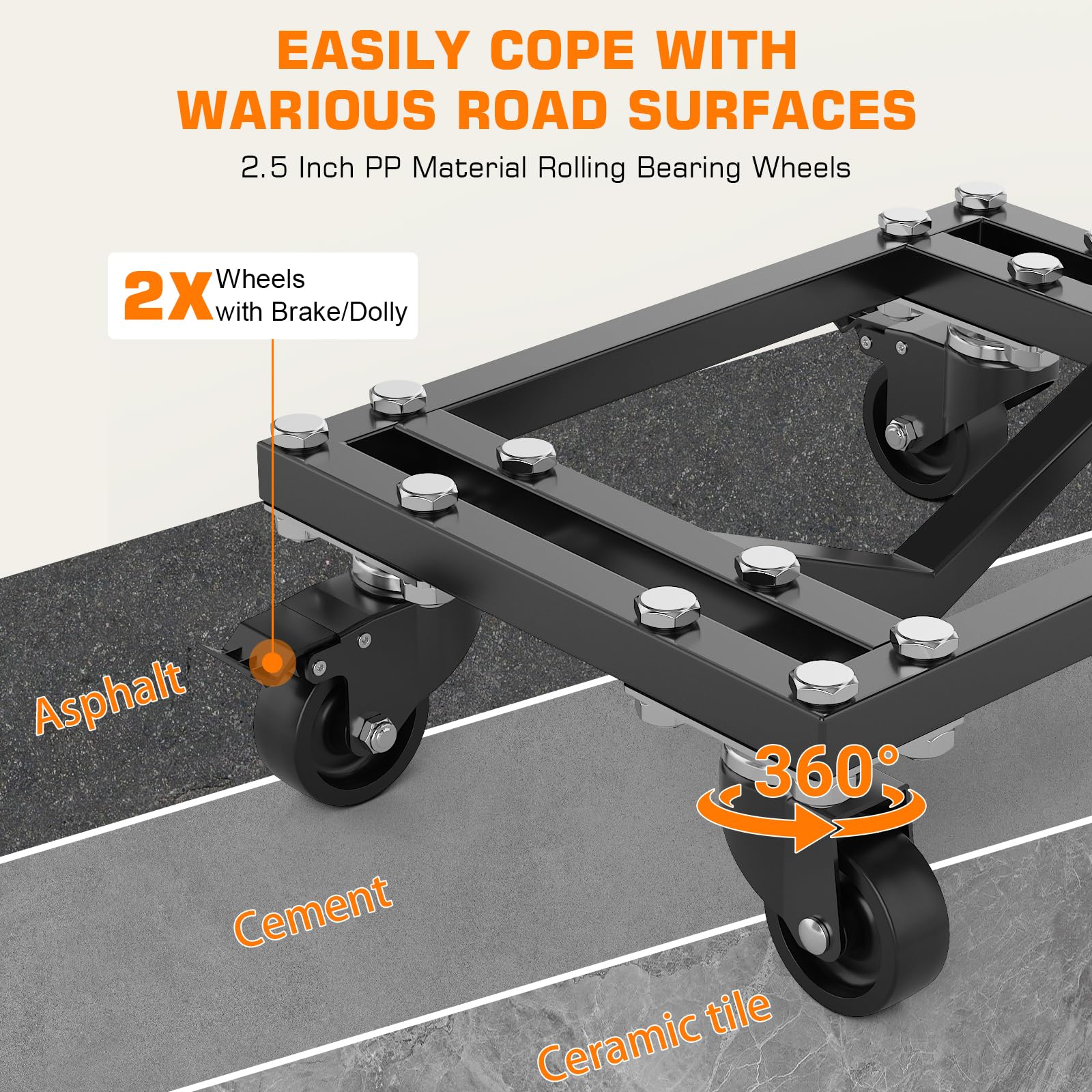 Garvee Car Dolly Set of 4, 6000 LBS Heavy Duty Wheel Dollies with Lockable Swivel Casters, Vehicle Movers for Auto Shop Garage, Black