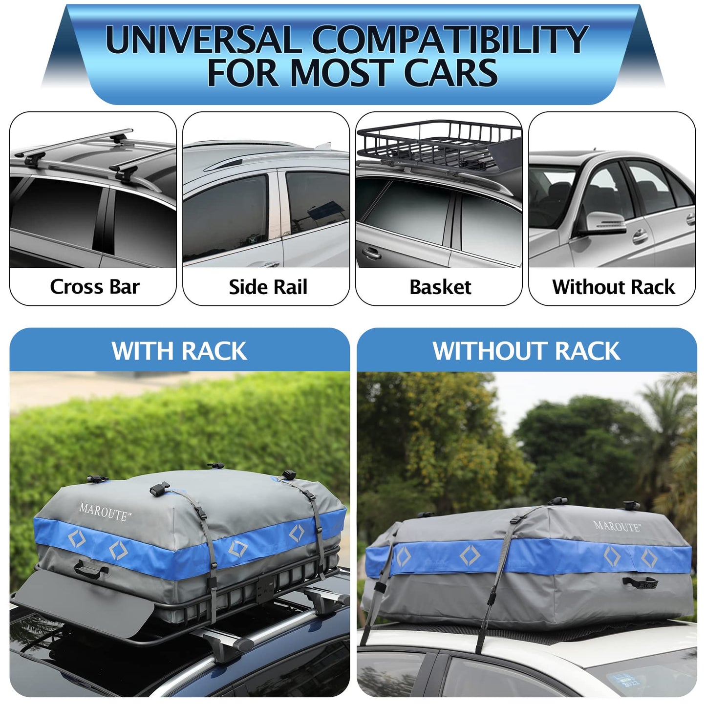 Garvee Roof Rack Carrier Basket Universal 51" X 36" X 5" Rooftop Cargo Carrier Basket Car Luggage Holder Universal for SUV Cars- 200 lb. Capacity (ROOF Basket+ Bag+NET)
