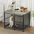 Garvee Furniture Style Dog Crates with Sliding Iron Door, Modern Decorative Pet House, Indoor Puppy Kennel for Medium Dogs, Grey