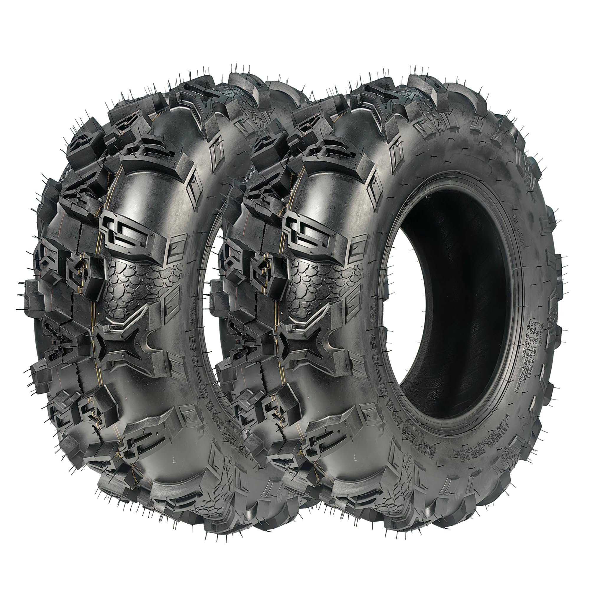 Garvee Pack of 2 25x10x12 ATV Tires Heavy-Duty All Terrain Tires for UTVs Enhanced Grip and Stability Black