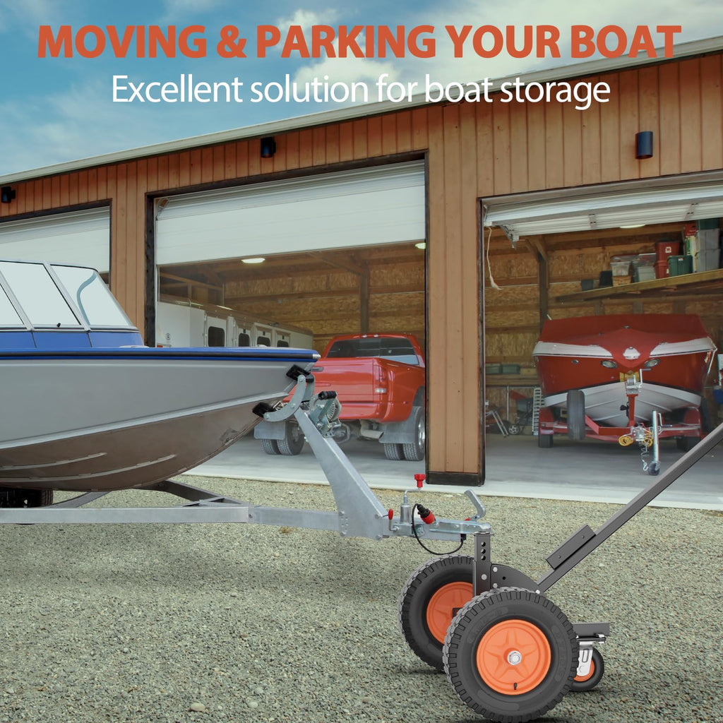 Garvee 2 in 1 Trailer Dolly, 1500 lbs Tongue Weight Capacity, Trailer Mover with 24" - 35" Adjustable Height, 2" Hitch Ball & 16" Pneumatic Tires & Universal Wheel, for RV Trailer Boat Moving