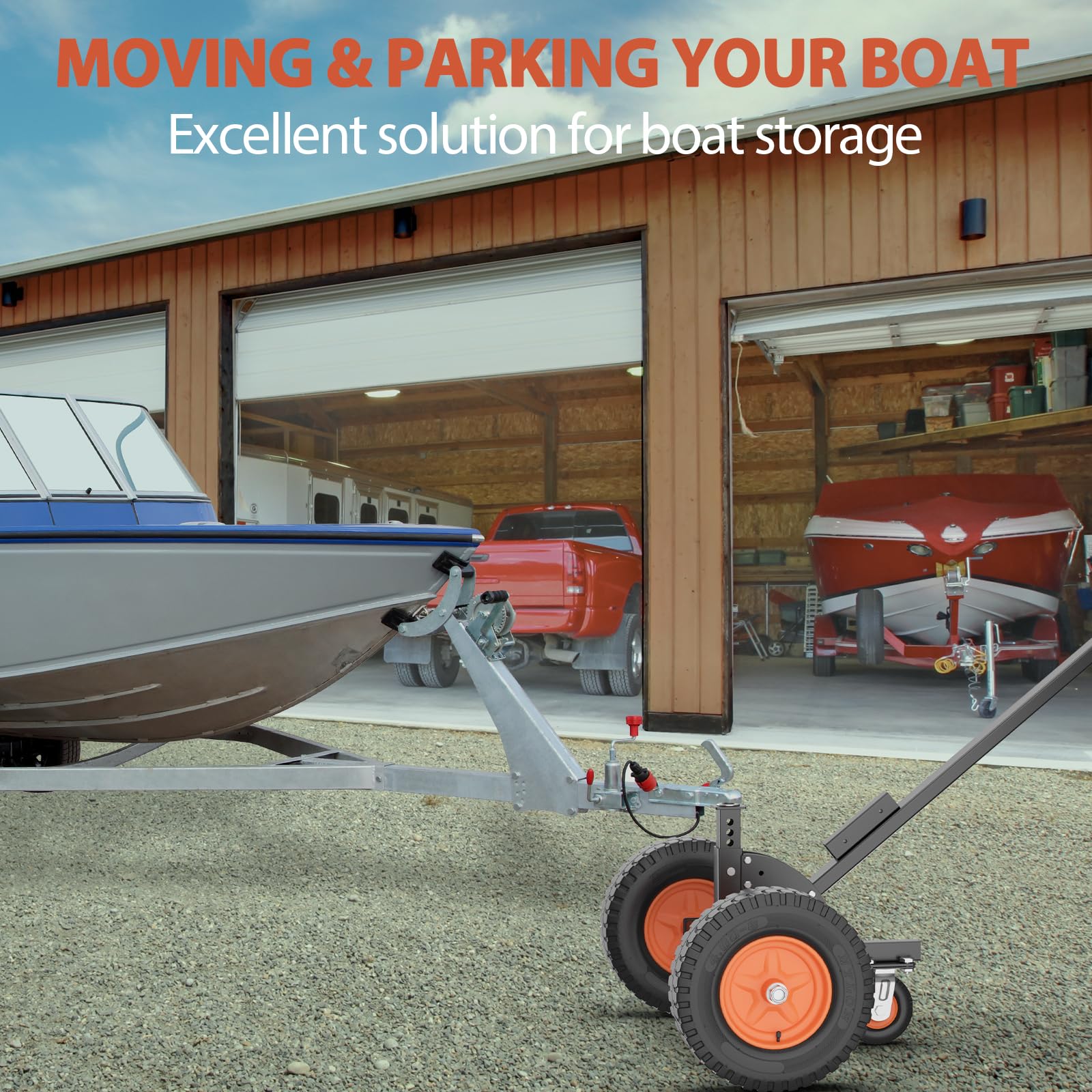 Garvee 2 in 1 Trailer Dolly, 1500 lbs Tongue Weight Capacity, Trailer Mover with 24" - 35" Adjustable Height, 2" Hitch Ball & 16" Pneumatic Tires & Universal Wheel, for RV Trailer Boat Moving