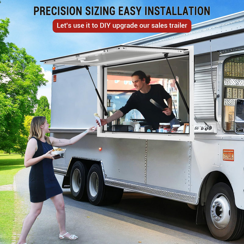 Garvee 48" x 36" Aluminum Alloy Concession Window With Awning Door & Drag Hook For Food Trucks And Trailers, Up To 85° Stand, Glass Not Included