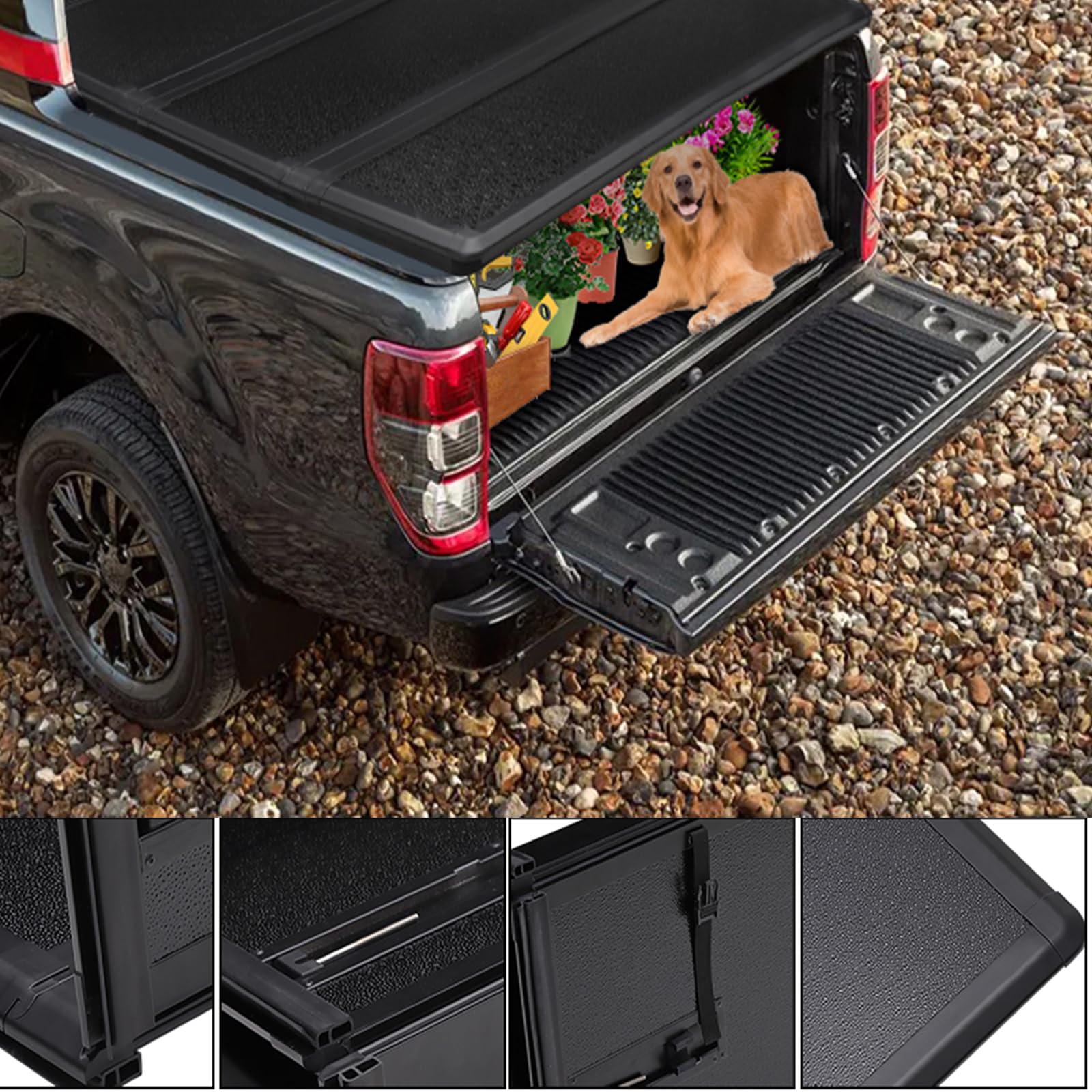 Garvee Hard Tri-Folding Truck Bed Tonneau Cover Compatible with 2019-2024 Chevrolet Silverado/GMC Sierra 1500 5.8 Ft Bed