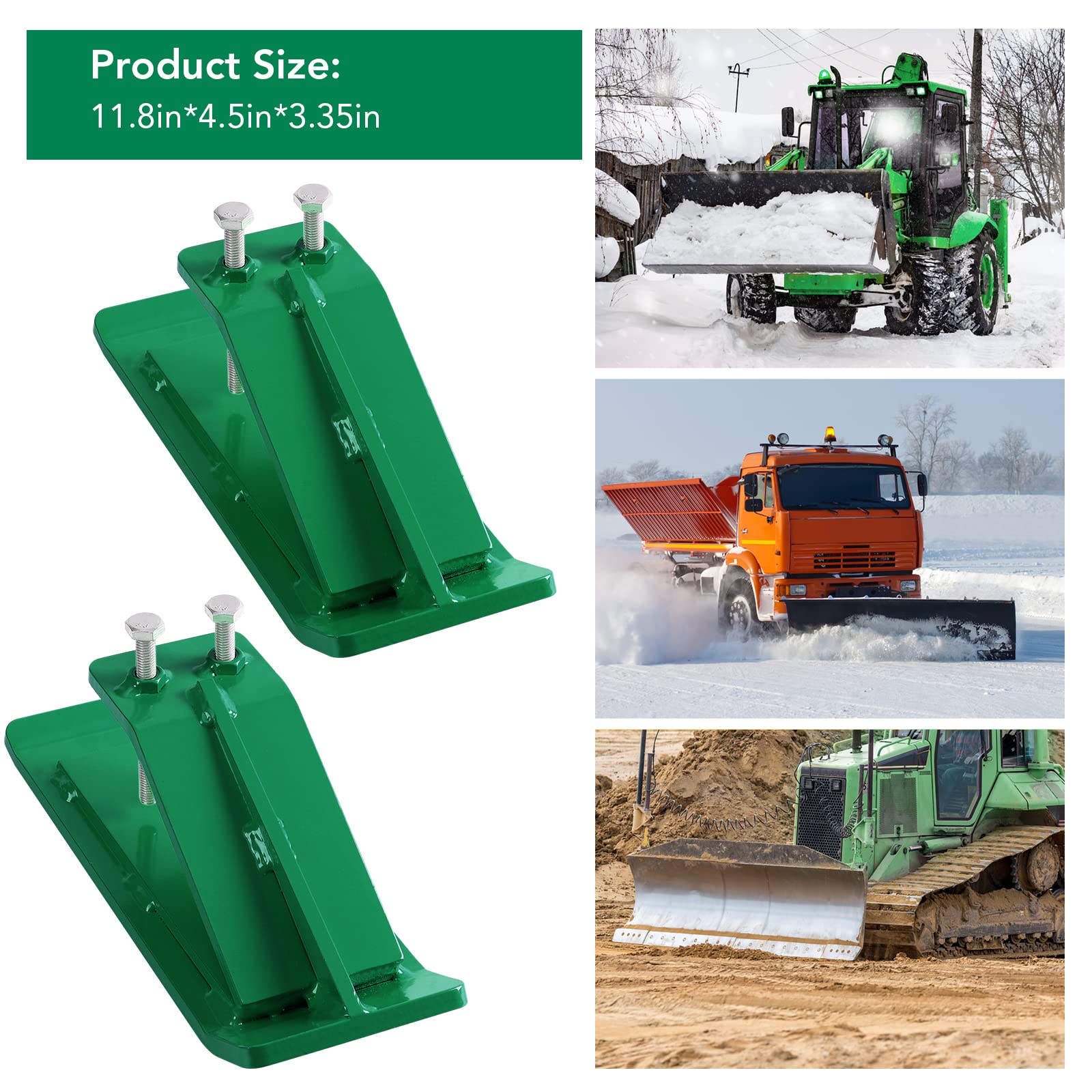 Garvee Tractor Bucket Protector, 3/8'' Thick Edge Tamers, Heavy-Duty Steel, 23.81lbs, Clears Snow & Gravel, Green, Universal Fit