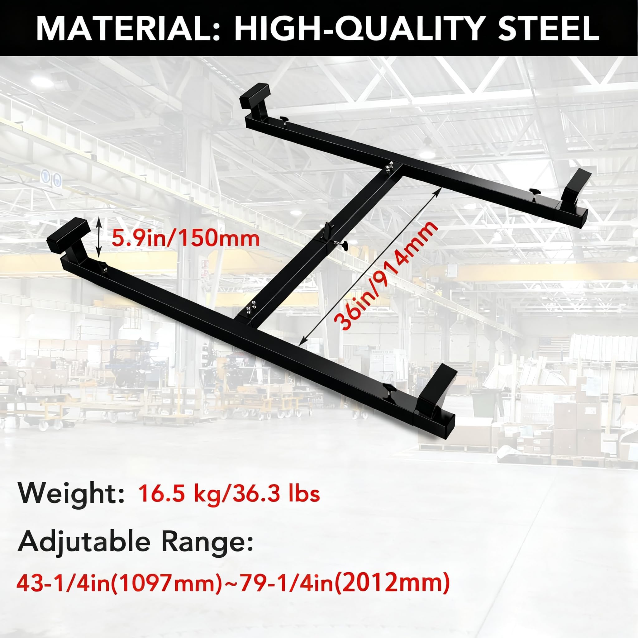 Garvee Truck Bed Lifter - 800 lbs Capacity, Adjustable 43"-79" Universal Box Lift for Pickup Trucks, Heavy-Duty Design, Black
