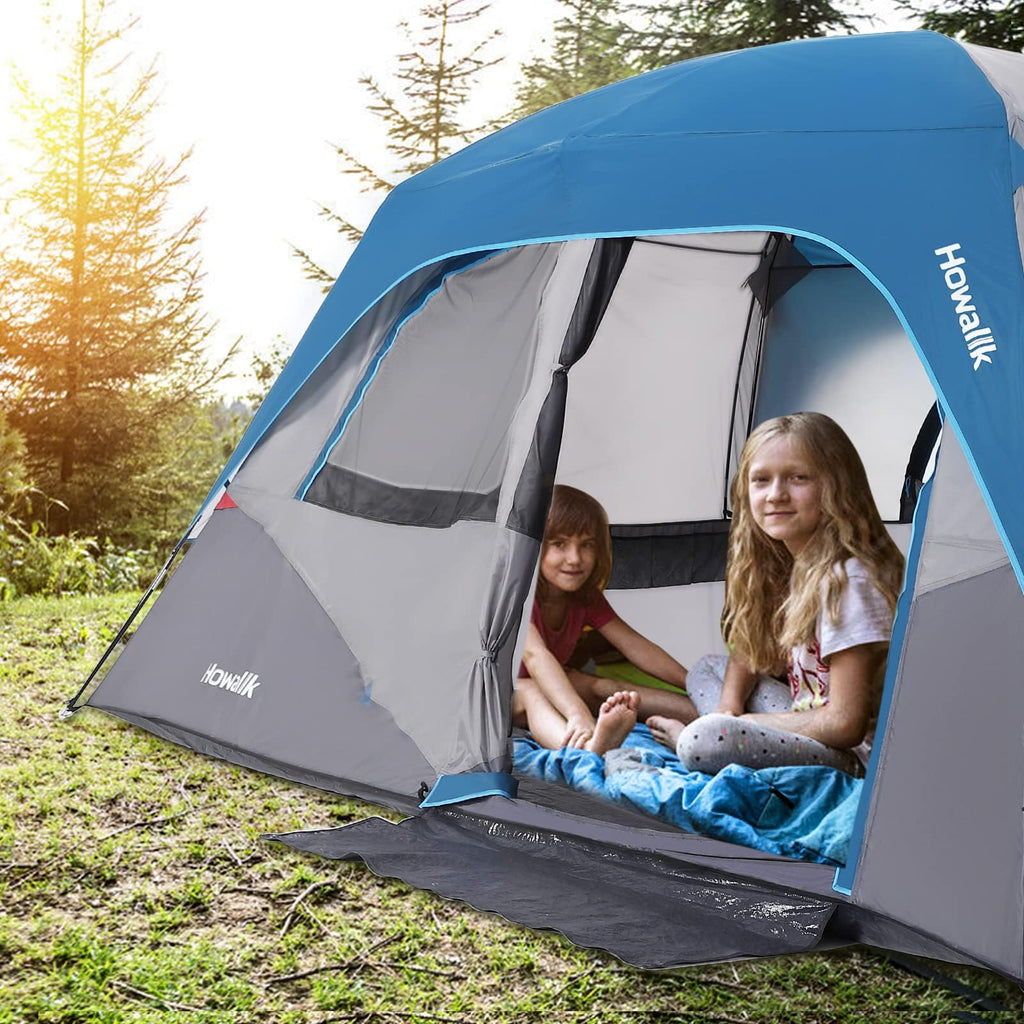 Garvee Camping Tent, Tent for Camping, Easy Set up Camping Tent 4 Person and 6 Person for Hiking Backpacking Traveling Outdoor (6 Person Instant), Light Blue, 12ft (L) x 8ft (W) x 72in（H