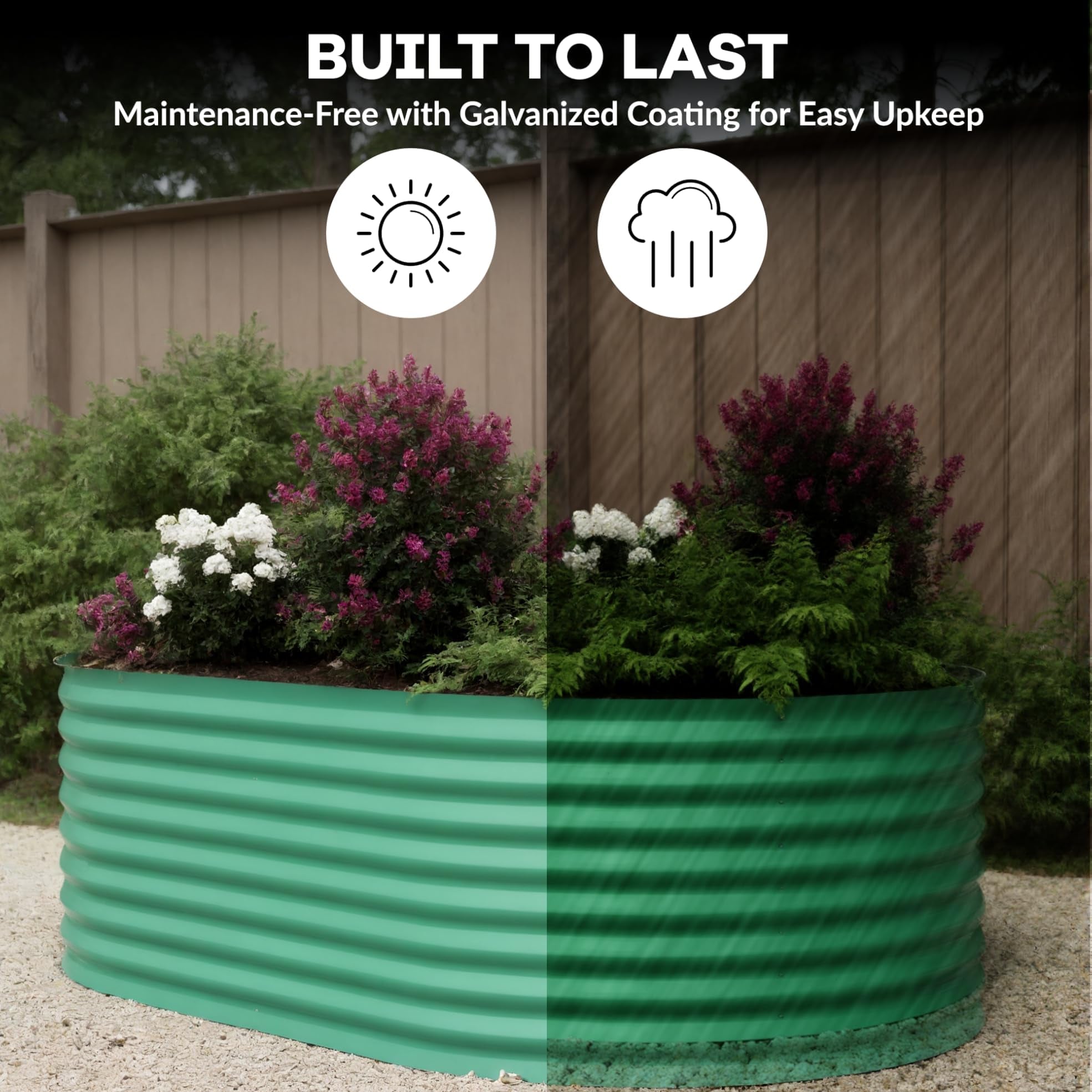 Garvee 8' X 4' X 2' Oval Metal Raised Garden Bed with Safety Edging, Outdoor Planter Box for Vegetables & Plants, Green