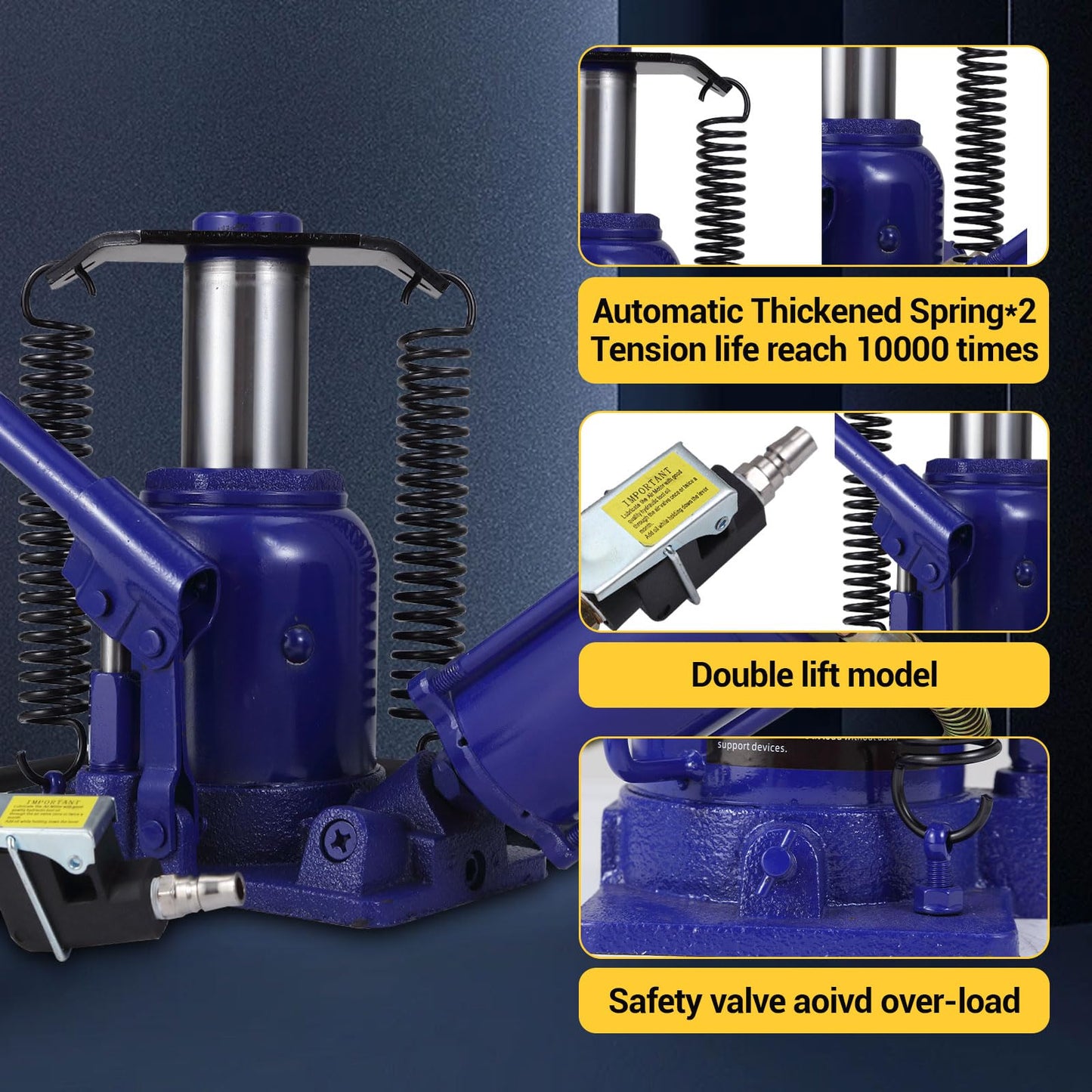 Garvee 20 Ton Low Air Hydraulic Bottle Jack - Portable Manual Jack, Ideal for Auto Repair and House Lift, Heavy Duty Performance