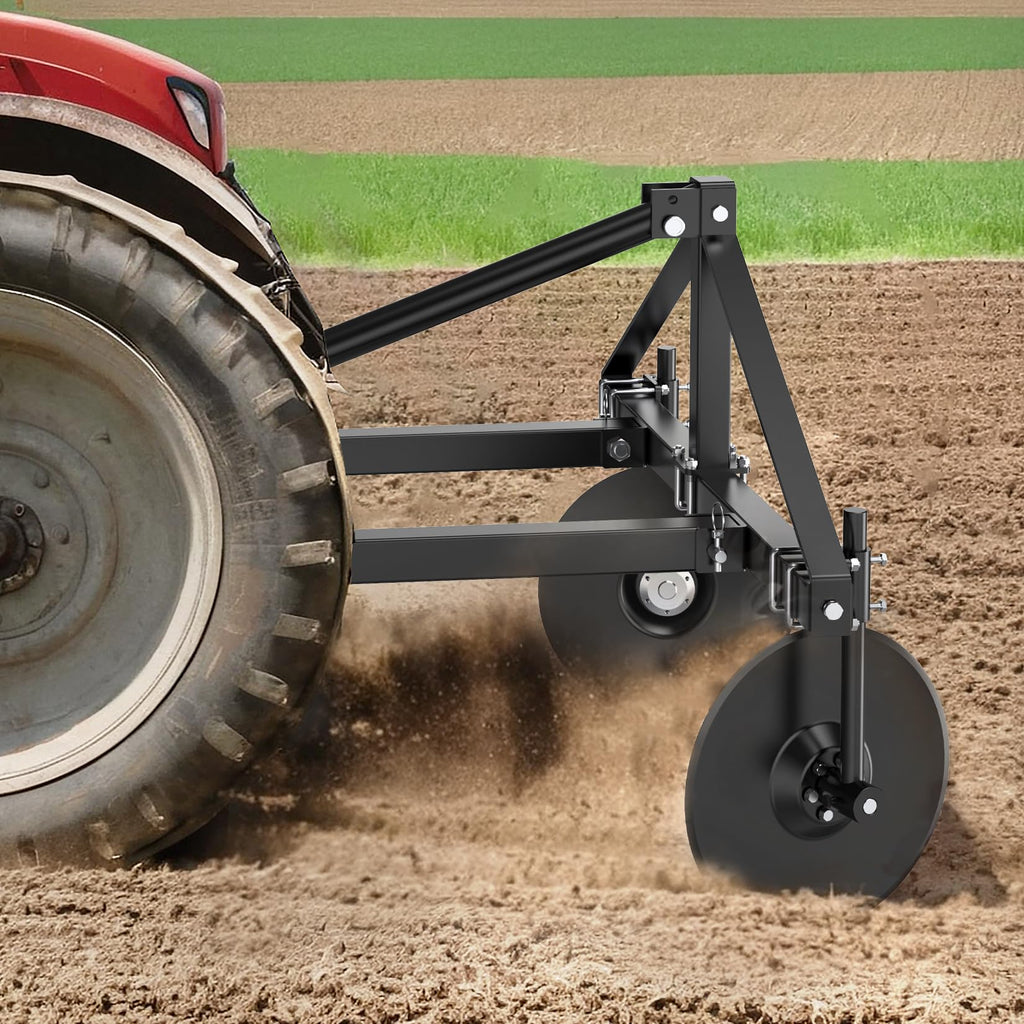 Garvee 48" Adjustable Disc Bedder, Heavy Duty Garden Disc Plow Compatible for Category 1, 3 Point Quick Hitch for Tractor , Cultivator Garden Bedder and Hiller Attachment, 16" Disc Blades, Black