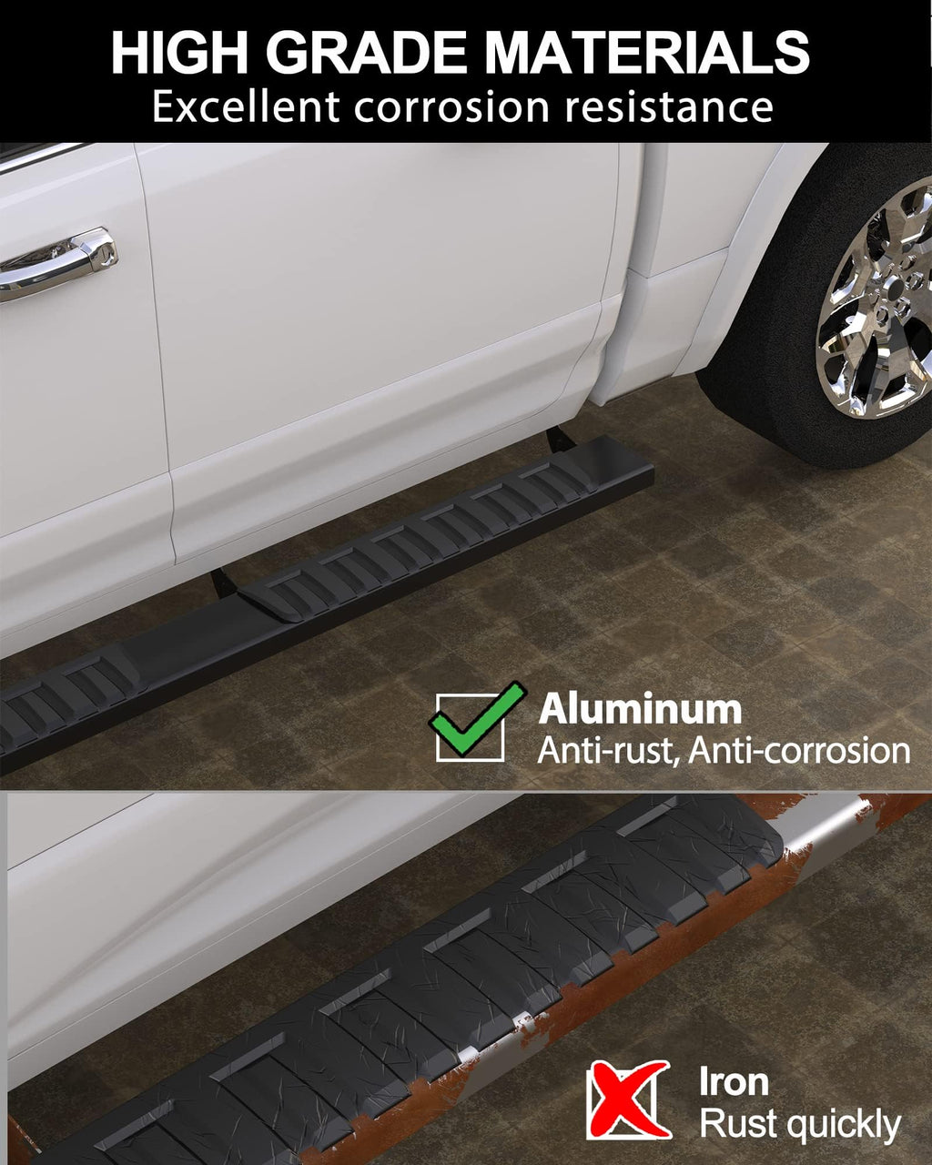 Garvee Running Boards 6.3 Inches Compatible with 2015-2023 Ford F-150, 2017-2022 Ford F-250 F-350 Super Duty, SuperCrew(4 Full-Size Doors) Aluminum Side Steps Nerf Bars