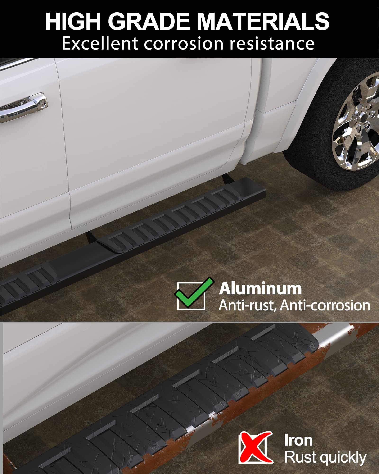 Garvee Running Boards 6.3 Inches Compatible with 2015-2023 Ford F-150, 2017-2022 Ford F-250 F-350 Super Duty, SuperCrew(4 Full-Size Doors) Aluminum Side Steps Nerf Bars