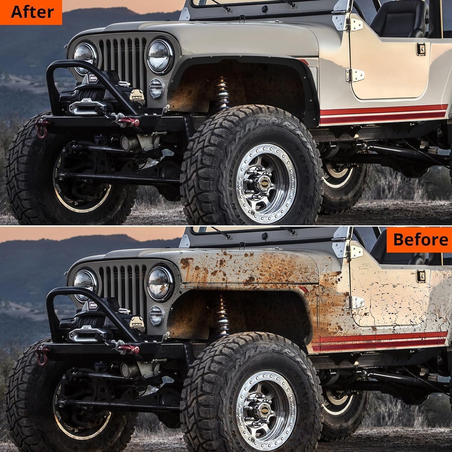 Garvee Durable 4 PCS Jeep JK Fender Flares, 2009-2018 Models