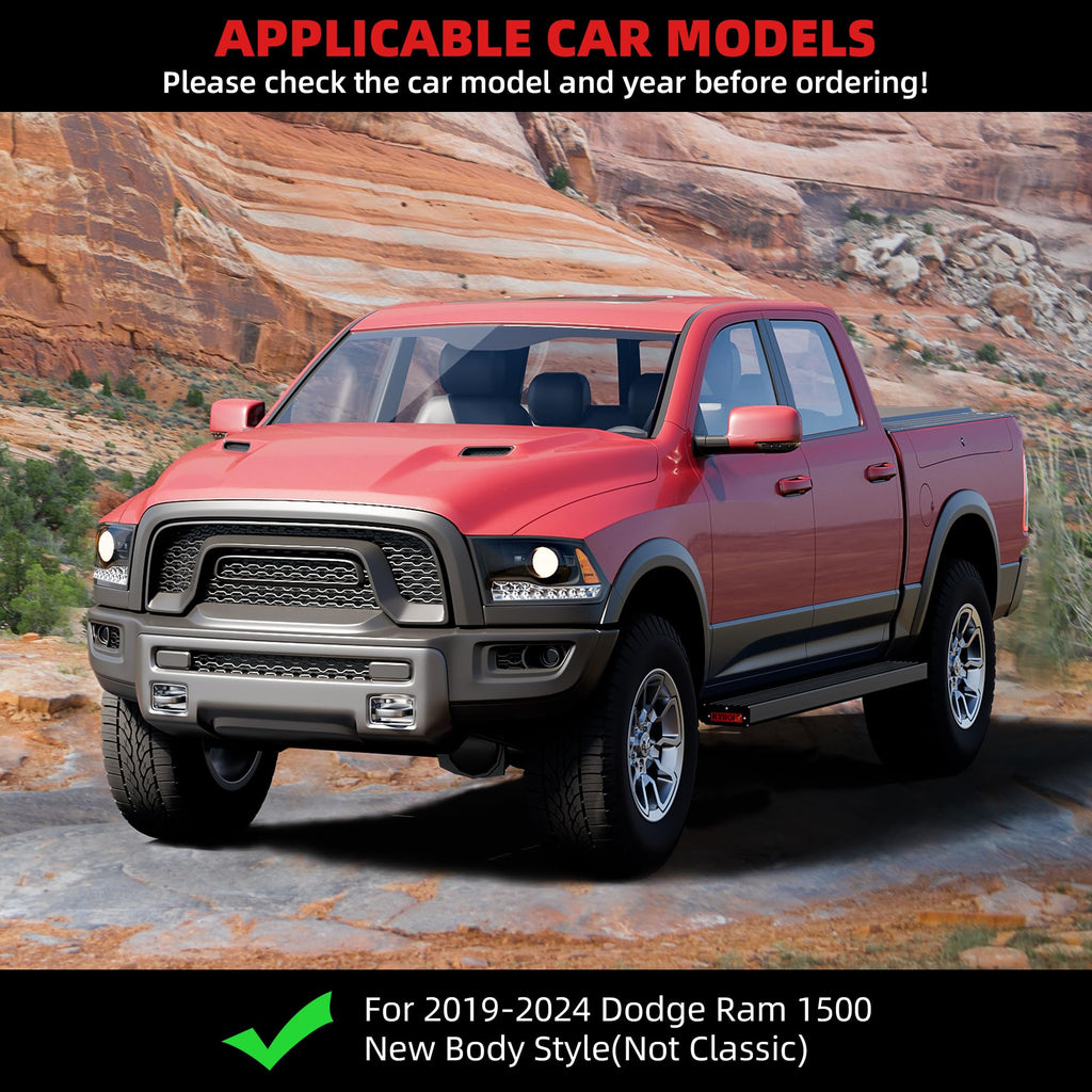 Garvee Running Boards Compatible with 2019 2020 2021 2022 2023 2024 Dodge Ram 1500 Quad Cab(New Body Only),Aluminum Side Steps for 2019 2020 2021 2022 2023 2024 Dodge Ram 1500 Quad Cab