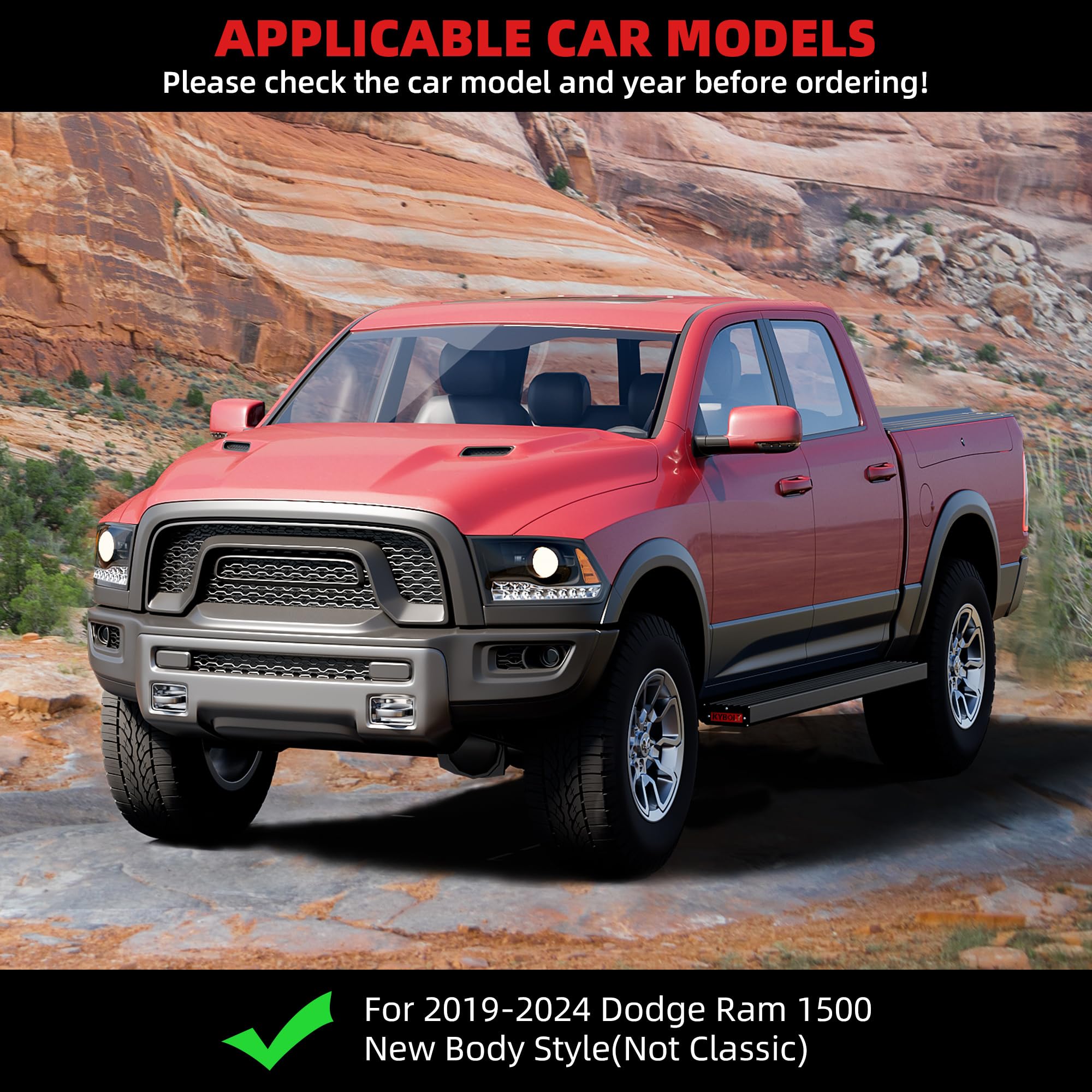 Garvee Running Boards Compatible with 2019 2020 2021 2022 2023 2024 Dodge Ram 1500 Quad Cab(New Body Only),Aluminum Side Steps for 2019 2020 2021 2022 2023 2024 Dodge Ram 1500 Quad Cab